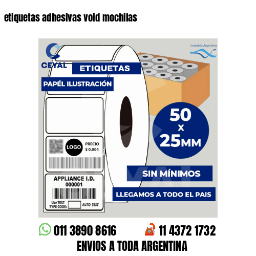 etiquetas adhesivas void mochilas