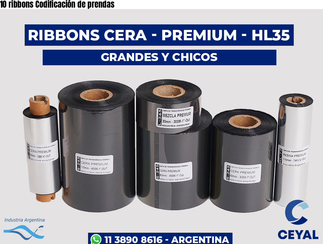 10 ribbons Codificación de prendas