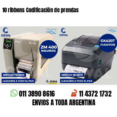 10 ribbons Codificación de prendas
