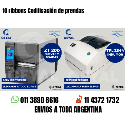10 ribbons Codificación de prendas