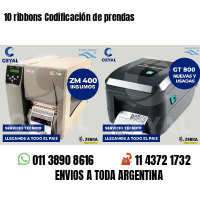 10 ribbons Codificación de prendas
