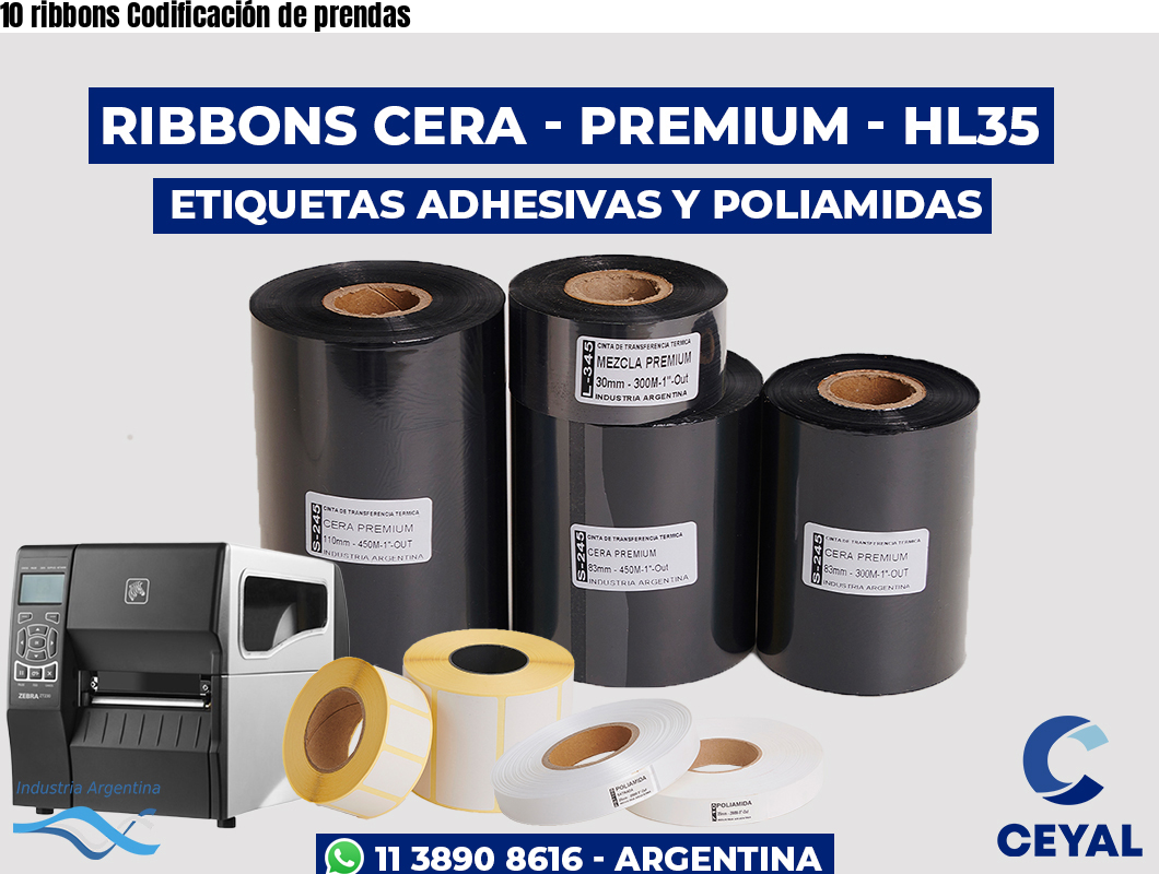 10 ribbons Codificación de prendas