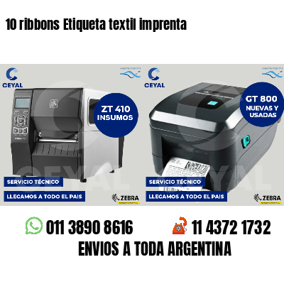 10 ribbons Etiqueta textil imprenta