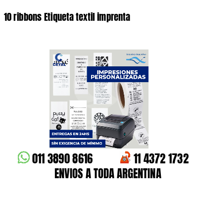 10 ribbons Etiqueta textil imprenta