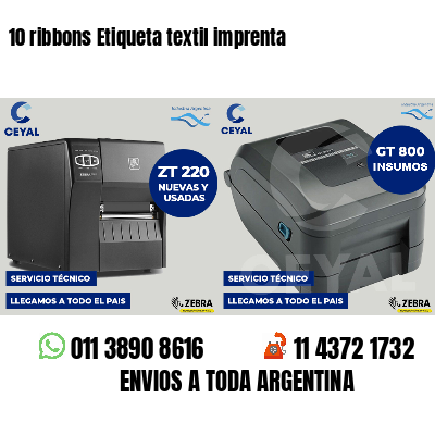 10 ribbons Etiqueta textil imprenta