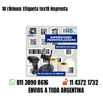 10 ribbons Etiqueta textil imprenta