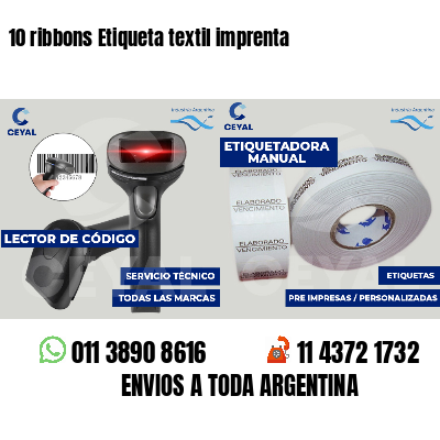 10 ribbons Etiqueta textil imprenta
