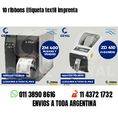 10 ribbons Etiqueta textil imprenta