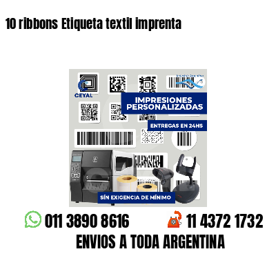 10 ribbons Etiqueta textil imprenta