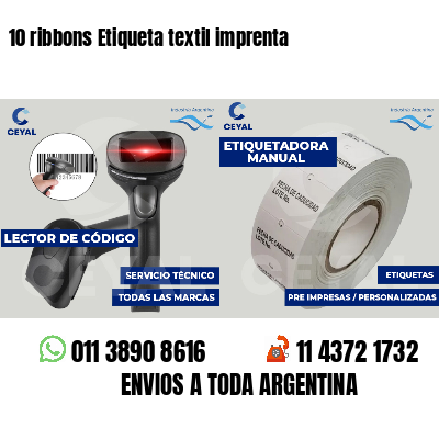 10 ribbons Etiqueta textil imprenta