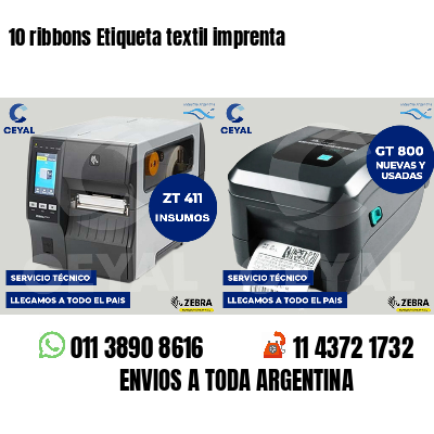 10 ribbons Etiqueta textil imprenta
