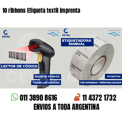 10 ribbons Etiqueta textil imprenta