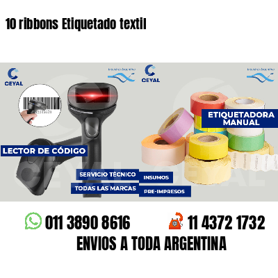 10 ribbons Etiquetado textil
