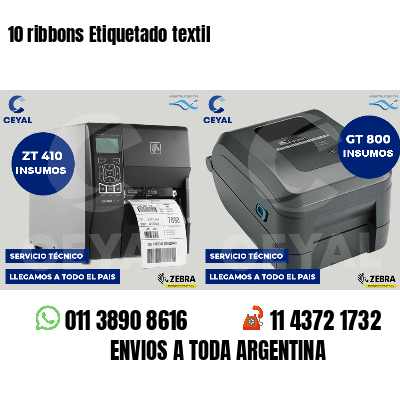 10 ribbons Etiquetado textil