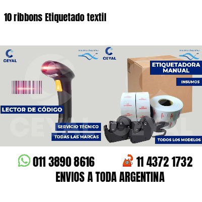 10 ribbons Etiquetado textil