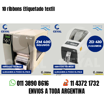 10 ribbons Etiquetado textil