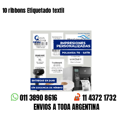 10 ribbons Etiquetado textil