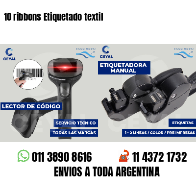 10 ribbons Etiquetado textil
