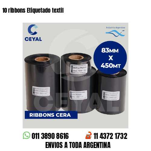 10 ribbons Etiquetado textil