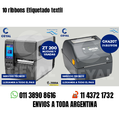 10 ribbons Etiquetado textil