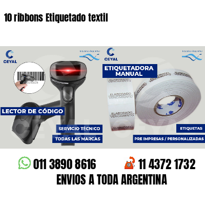 10 ribbons Etiquetado textil