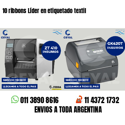 10 ribbons Líder en etiquetado textil