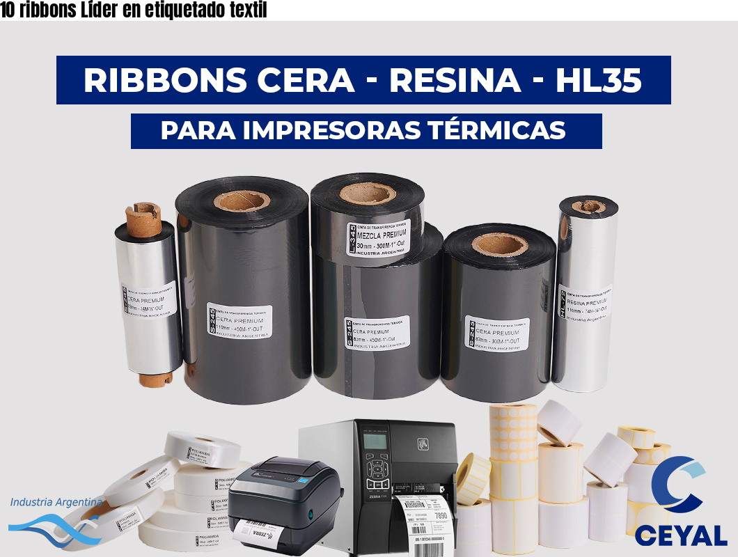 10 ribbons Líder en etiquetado textil