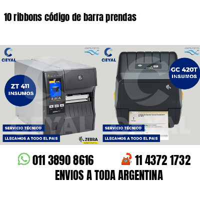 10 ribbons código de barra prendas