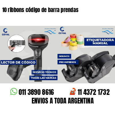 10 ribbons código de barra prendas