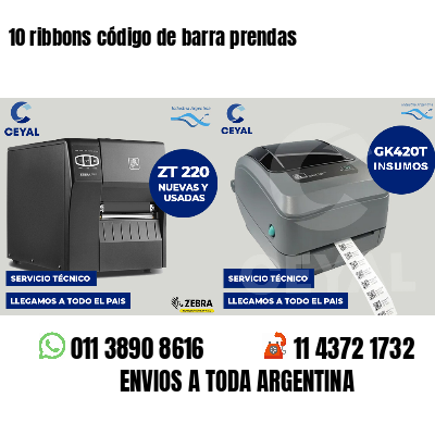 10 ribbons código de barra prendas