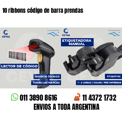 10 ribbons código de barra prendas