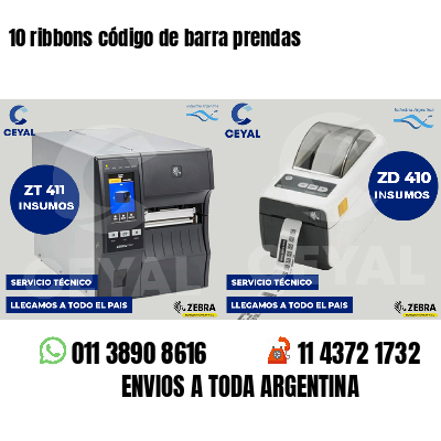 10 ribbons código de barra prendas