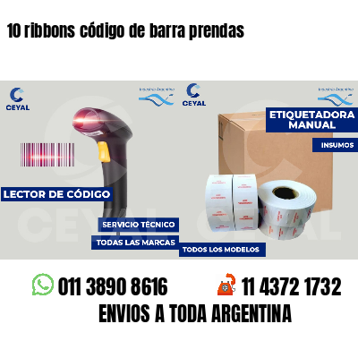 10 ribbons código de barra prendas