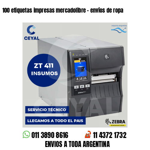 100 etiquetas impresas mercadolibre - envíos de ropa