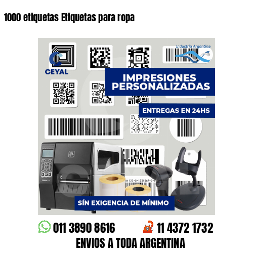 1000 etiquetas Etiquetas para ropa
