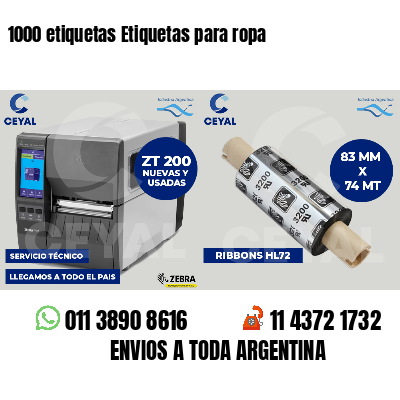 1000 etiquetas Etiquetas para ropa