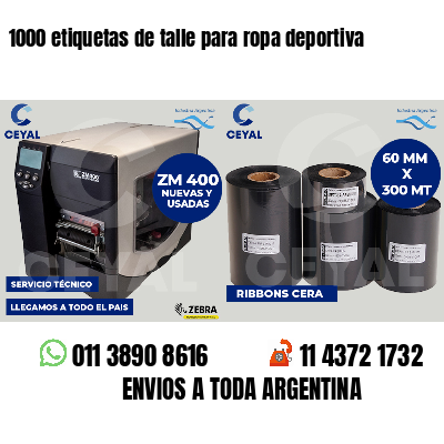 1000 etiquetas de talle para ropa deportiva