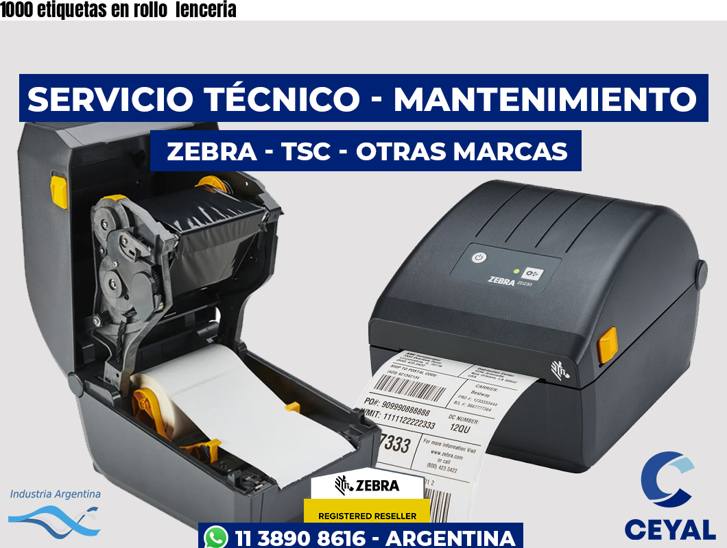 1000 etiquetas en rollo lenceria