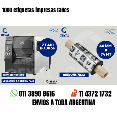 1000 etiquetas impresas talles