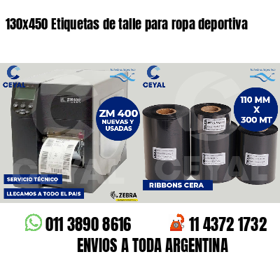 130x450 Etiquetas de talle para ropa deportiva