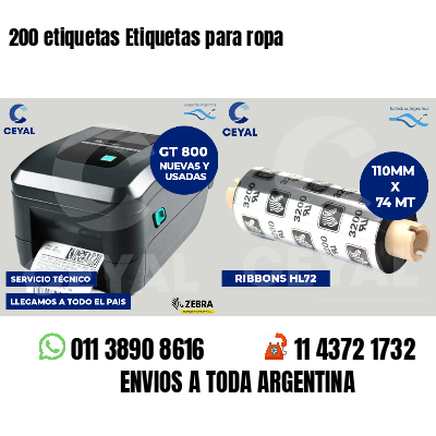 200 etiquetas Etiquetas para ropa