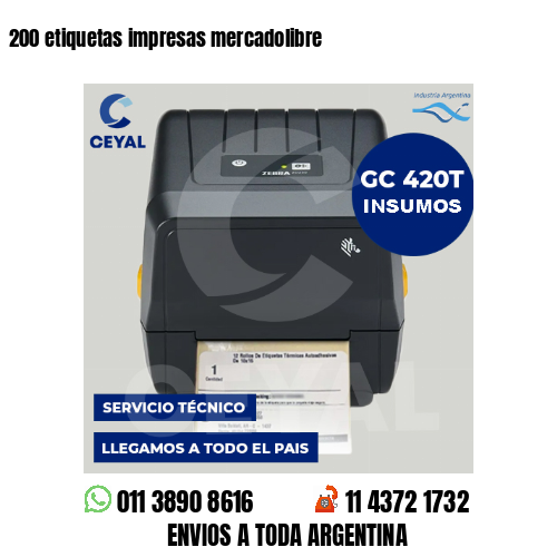 200 etiquetas impresas mercadolibre