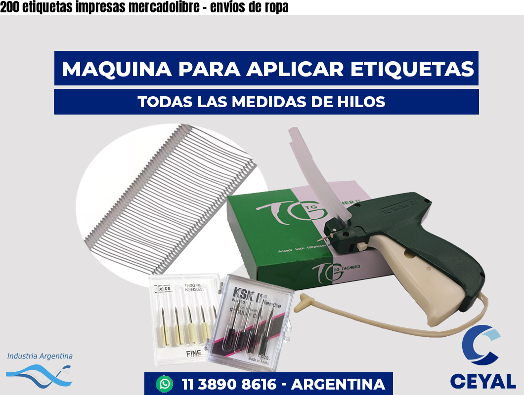 200 etiquetas impresas mercadolibre - envíos de ropa
