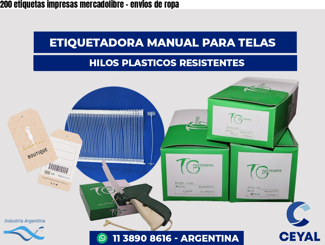 200 etiquetas impresas mercadolibre - envíos de ropa