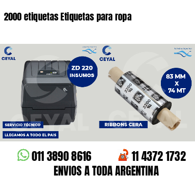 2000 etiquetas Etiquetas para ropa