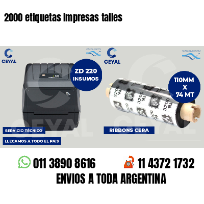2000 etiquetas impresas talles