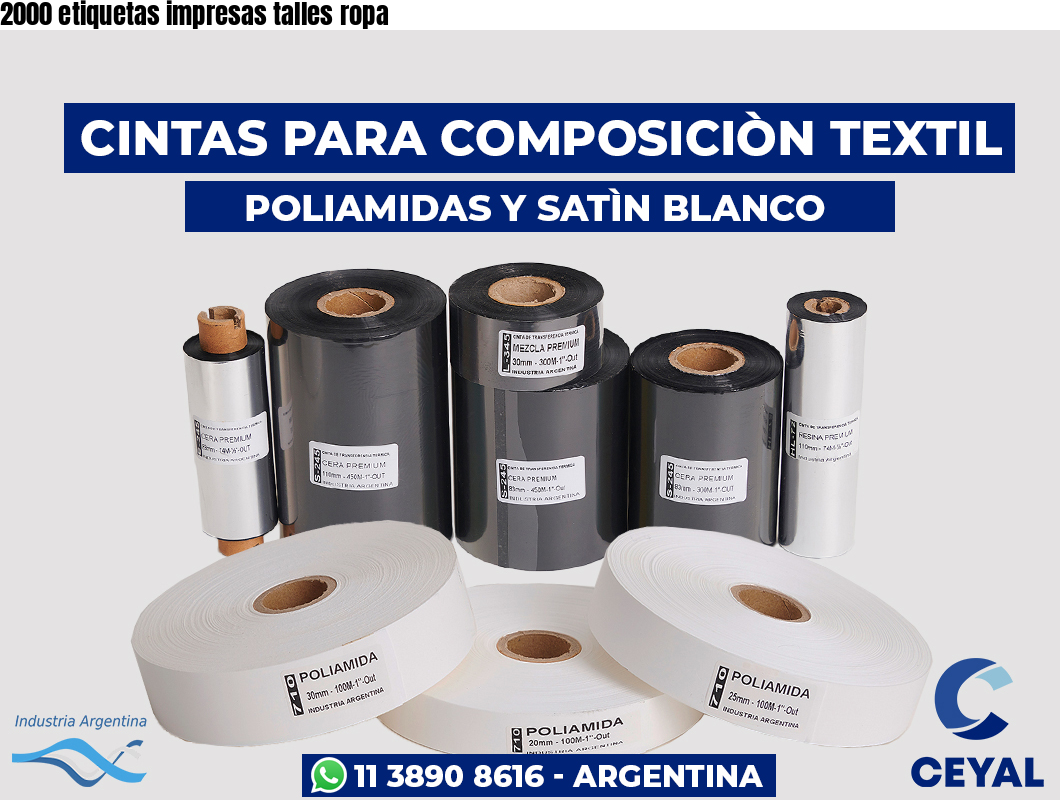 2000 etiquetas impresas talles ropa