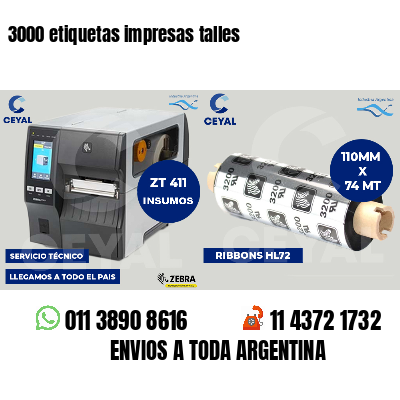 3000 etiquetas impresas talles