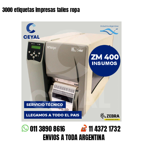 3000 etiquetas impresas talles ropa