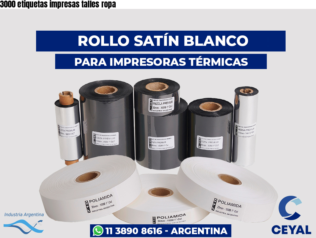 3000 etiquetas impresas talles ropa